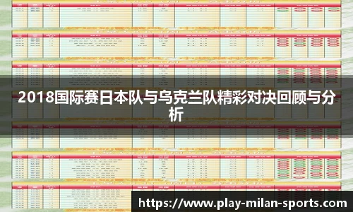 2018国际赛日本队与乌克兰队精彩对决回顾与分析